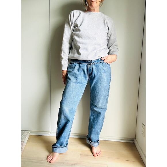 Levi's 505 Denim Jeans Size Waist 35 Classic Loose Fit Baggy Medium Wash - Picture 8 of 14